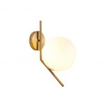 Wall Light, Metal, Gold + White Ball